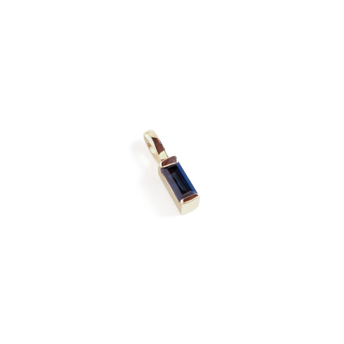 Mini Baguette Sapphire Pendant Charm in Yellow Gold